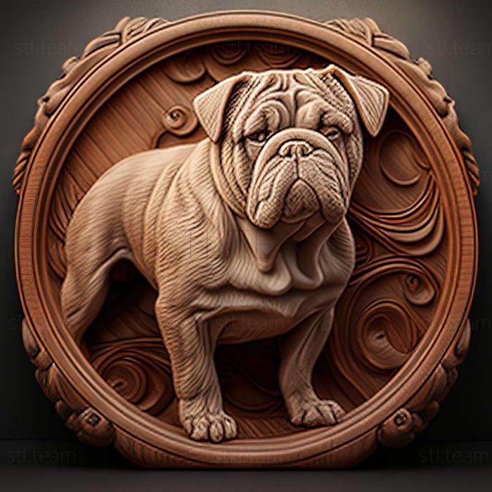 3D model Old English Bulldog dog (STL)